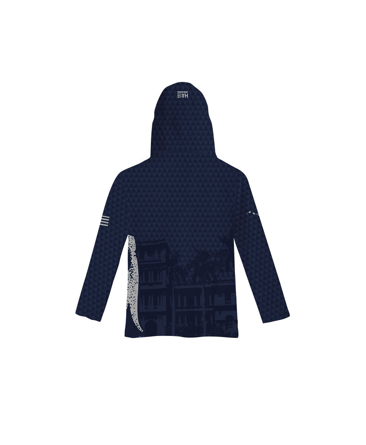 Kamehameha Navy & White Toddler Hooded Longsleeve Drifit