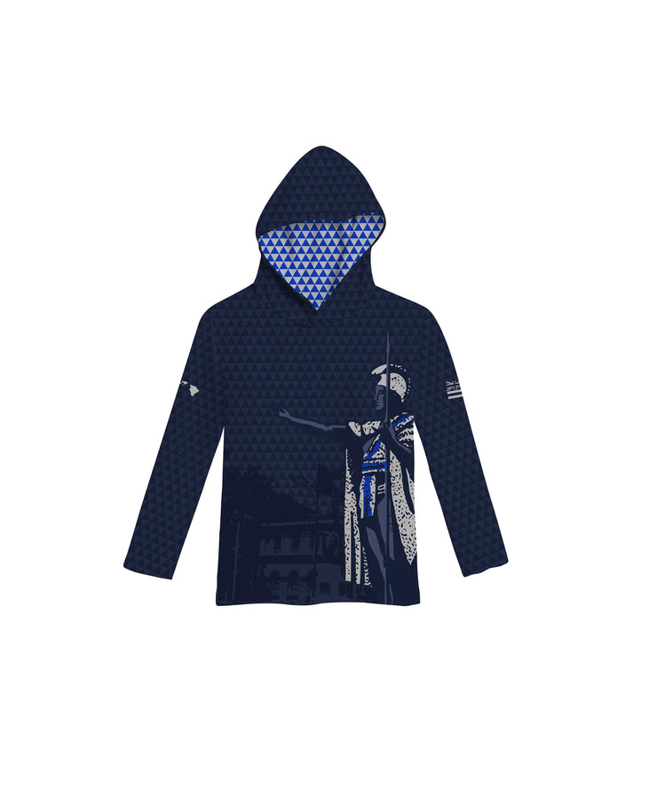 Kamehameha Navy & White Toddler Hooded Longsleeve Drifit