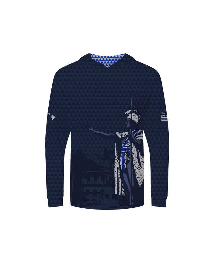 Kamehameha Navy & White Youth Hooded Longsleeve Drifit
