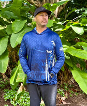 Kamehameha Navy & White Hooded Longsleeve Drifit