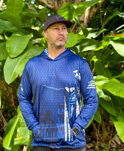 Kamehameha Navy & White Hooded Longsleeve Drifit