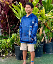 Kamehameha Navy & White Youth Hooded Longsleeve Drifit
