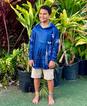 Kamehameha Navy & White Youth Hooded Longsleeve Drifit