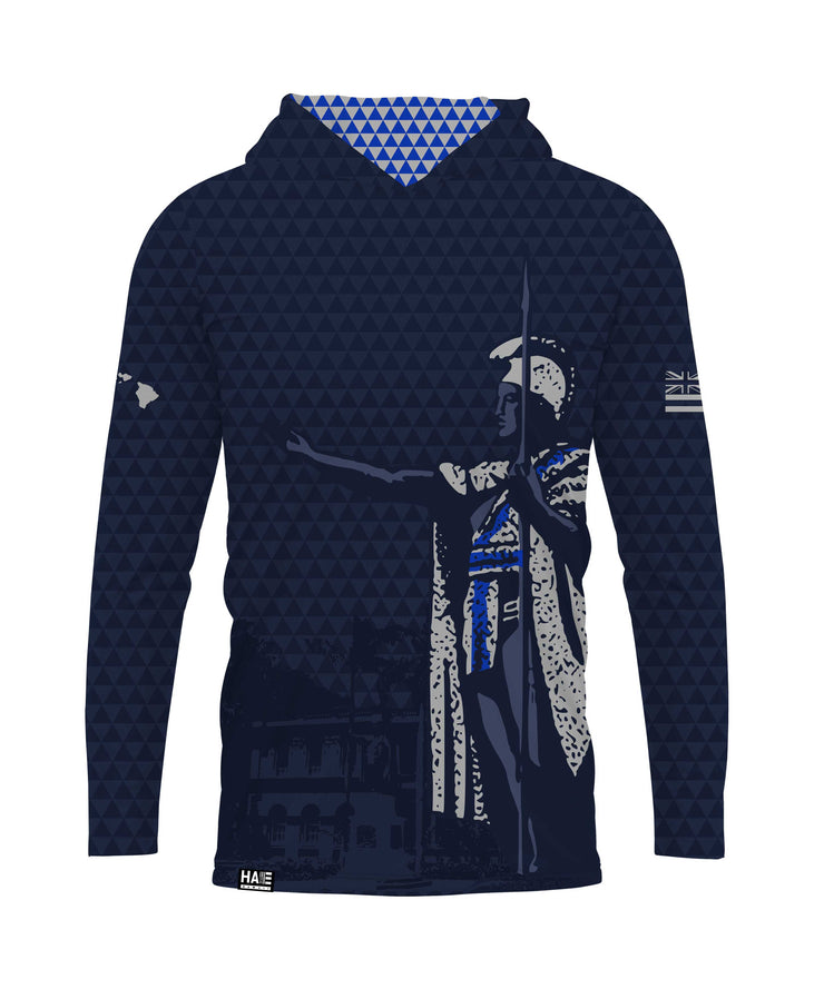 Kamehameha Navy & White Hooded Longsleeve Drifit