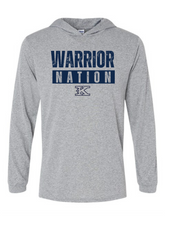 Warrior Nation Hooded Long Sleeve Drifit Heather Gray