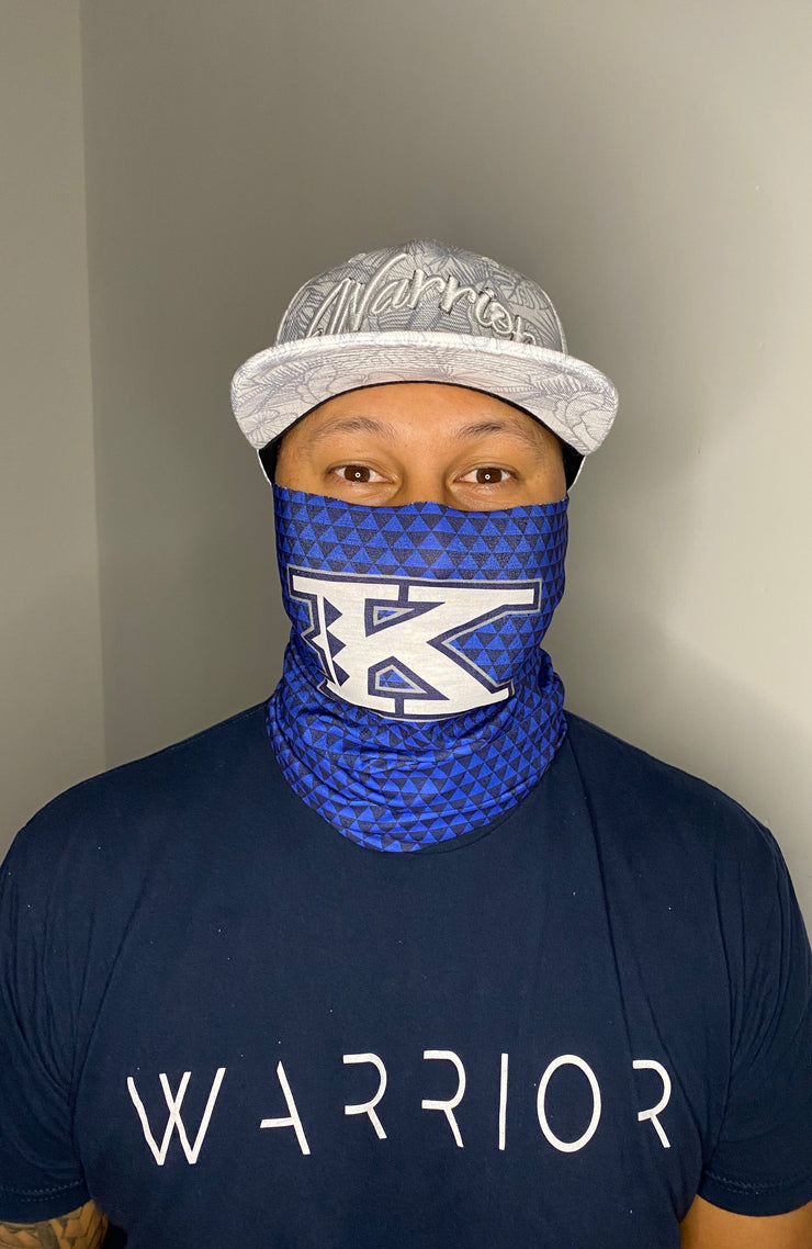 K Small Triangles Blue Gaiter Mask